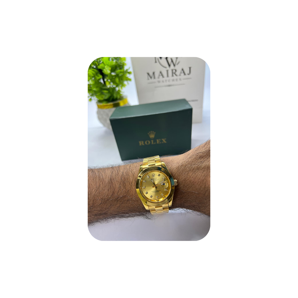 Rolex Gold  + Gold Dial with DATEJUST function| Water Proof | Stainless steel