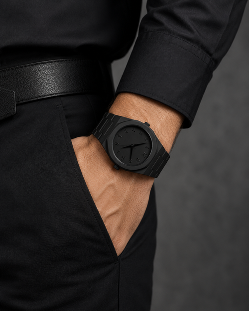 Arabic Aura Full Black Luxury Waterproof Wrist Watch