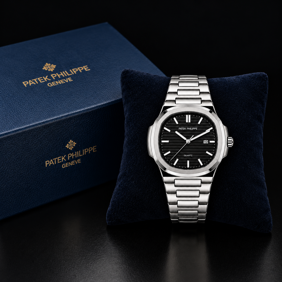 Patek Philpee Silver Black Dial