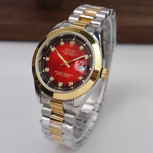 Gold & Silver + Red Dial | Waterproof | Stainless Steel