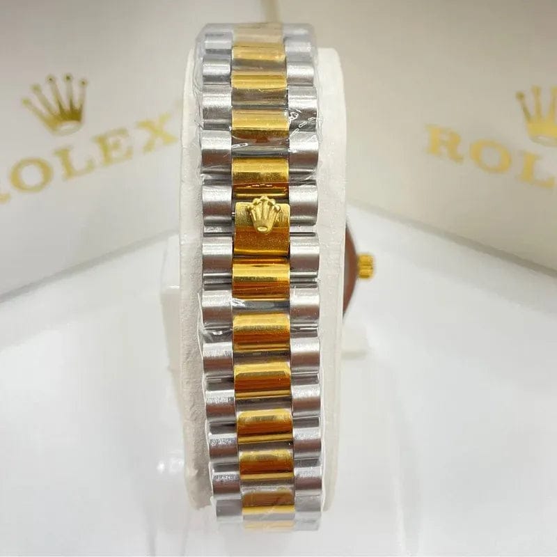 ROLEX Gold & Silver + Black Dial | Stainless Steel | Waterproof