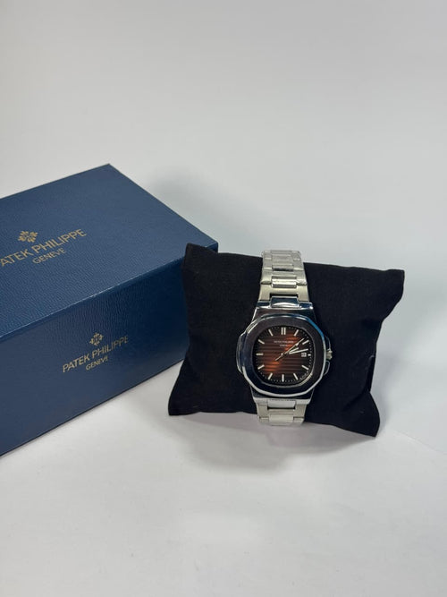 PATEK PHILIPEE  Silver + Brown Dial | Water Proof | Stainless steel