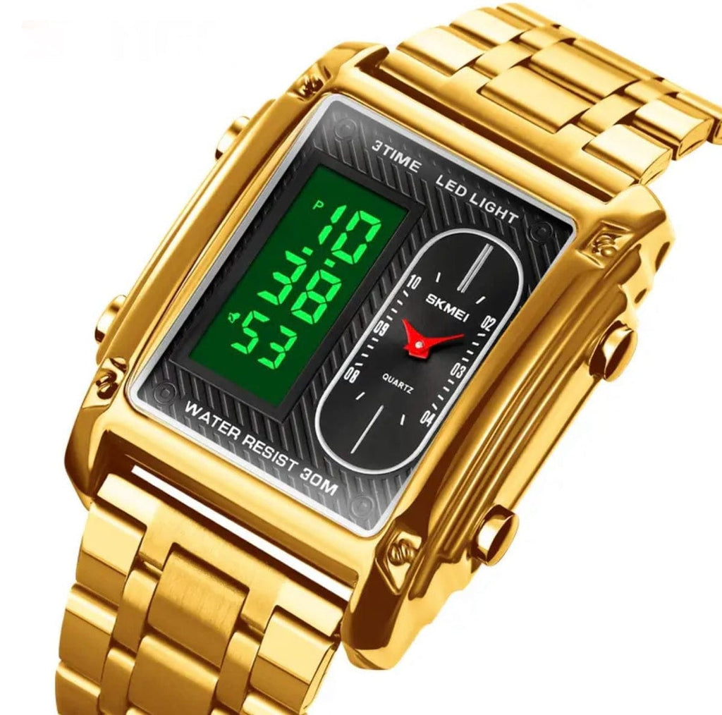 Skmei 3 Time Sports Watch With Stainless Steel Water proof