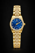 Luxury Gold Crystal Diamond-Style Quartz Watch for Women