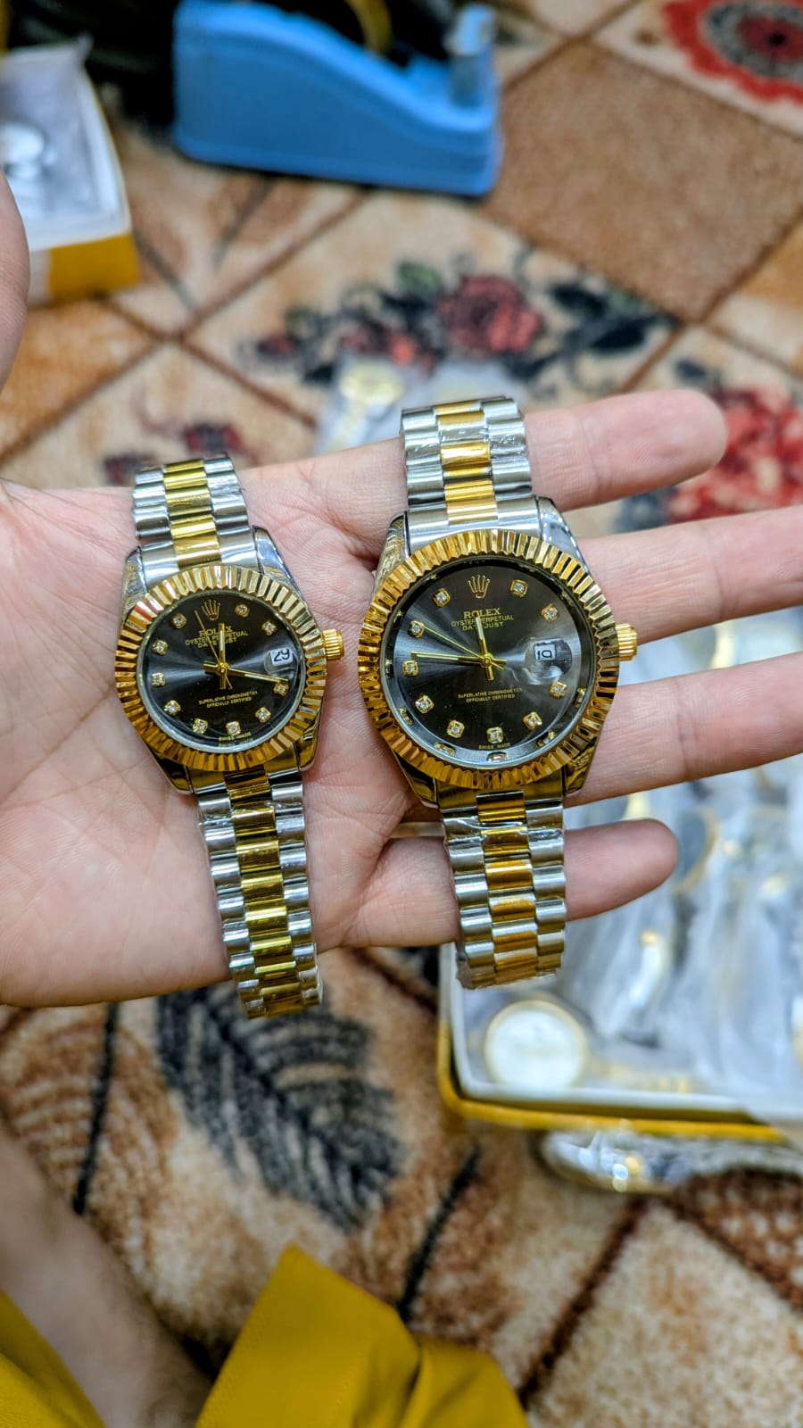 Rolex Datejust Couple Watch Set – Black Dial Gold & Silver Premium Edition