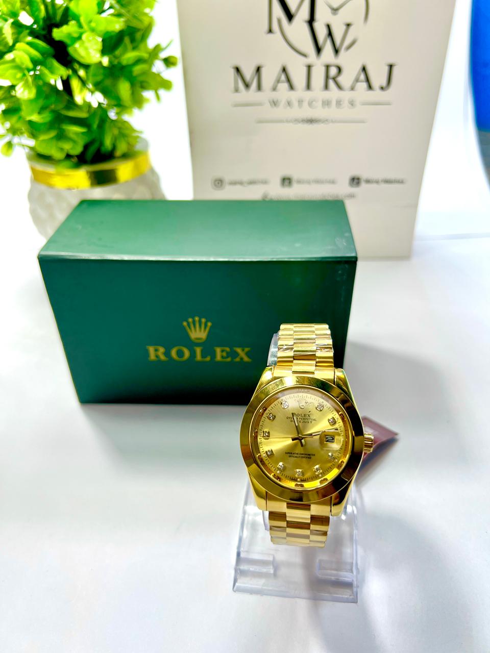 Rolex Gold  + Gold Dial with DATEJUST function| Water Proof | Stainless steel