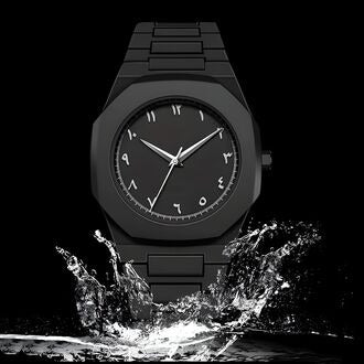 Arabic Aura Full Black Luxury Waterproof Wrist Watch
